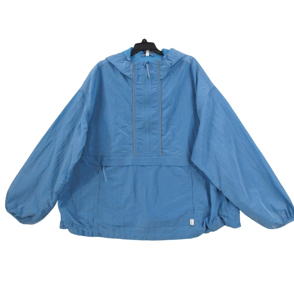 Fabletics‎ Womens Blue Half Zip Hooded Anorak Windbreaker Jacket XXL/1X